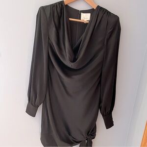 Cinq a Sept Mandy Draped Silk Dress - Black Silk